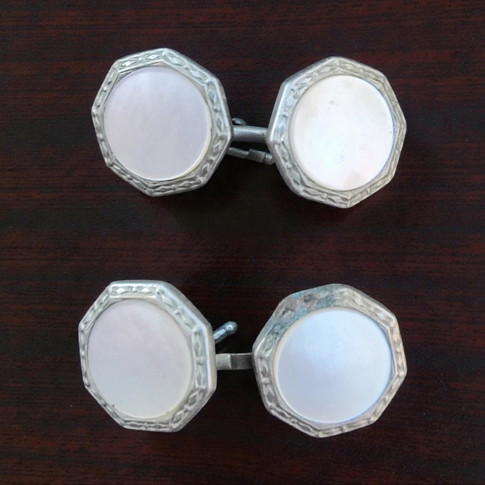 Antique Edwardian Mother Of Pearl Cuff Links